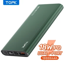 TOPK-cargador portátil de 10000mAh, batería externa LED, PD, bidireccional, carga rápida, para iPhone, Xiaomi mi