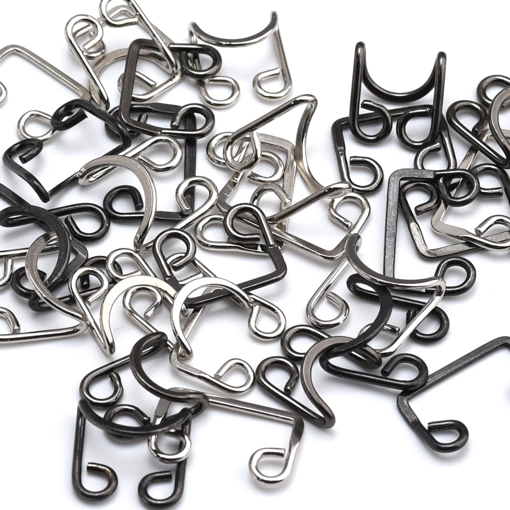 Garment Hooks 40sets/lot 17# 18# big trousers jeans pant dress hooks metal brass hook / eye nickle, black HE-026