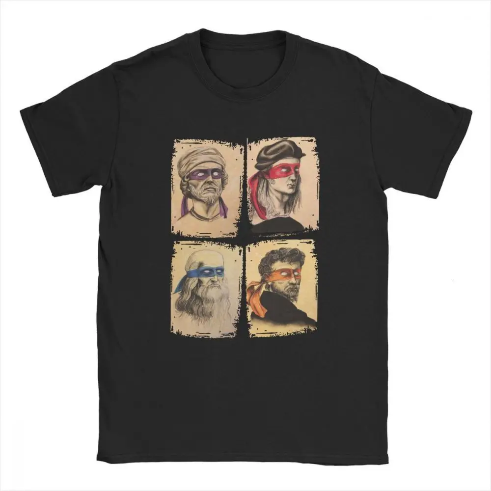 

one yona Science Turtles T-Shirt Men Mutant Ninja Short Sleeve Humor Tee Shirt Round Neck 100% Cotton Printed Graphic T Shirt