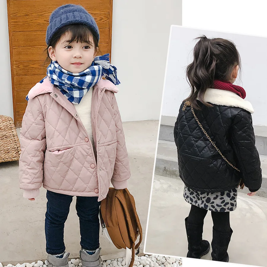 

Girls Winter 2019 New Korean Version of The Thick Lapel Jacket Fashion Slim Short Plus Velvet Warm Jacket Toddler Girl Jacket