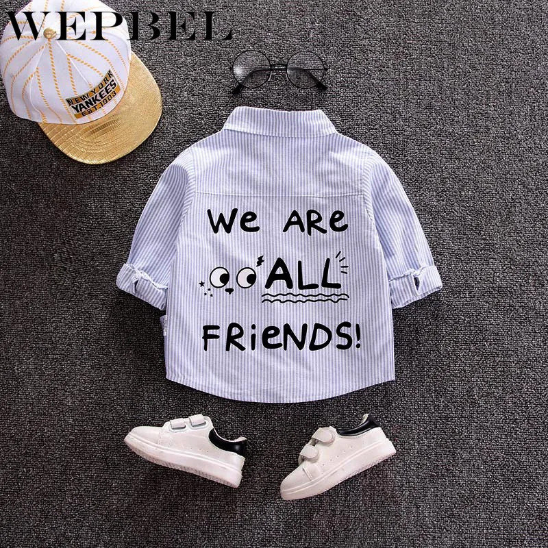WEPBEL/рубашка с длинными рукавами для маленьких мальчиков и девочек хлопковые топы в полоску, блуза повседневная одежда От 1 до 5 лет