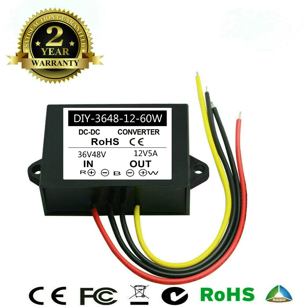 36V48V(20V-60V) Converter To 12V 5A 60W DC-DC Buck Waterproof Step Down Power Supply Module Voltage Regulator | Обустройство дома