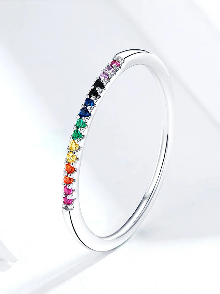 WOSTU Лидер продаж подлинные 925 пробы Серебряное красочное циркониевое кольцо для женщин подарок означает красочную жизнь и шоу хорошее будущее FIR583