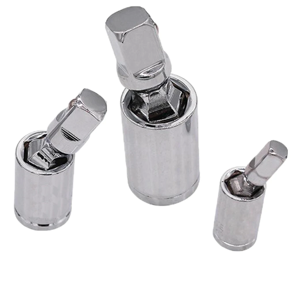 3 Pcs 1/4-Inch, 3/8-Inch, 1/2-Inch Drive, Universal Impact Joint, Steel, 360 Degree Swivel Design, Flexible, Easy to Use