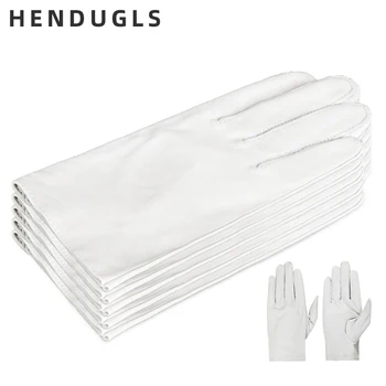 

HENDUGLS 5pcs New Men's Safety Protective Working Leather Glove White Cowhide Gardening Gloves wholesale Free Shipping 130BN