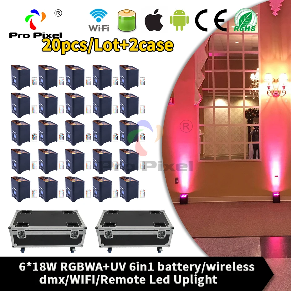 Искусственная мощность RGBWA UV 6 в 1 светодиодный светильник Par Can с Wi Fi и пультом