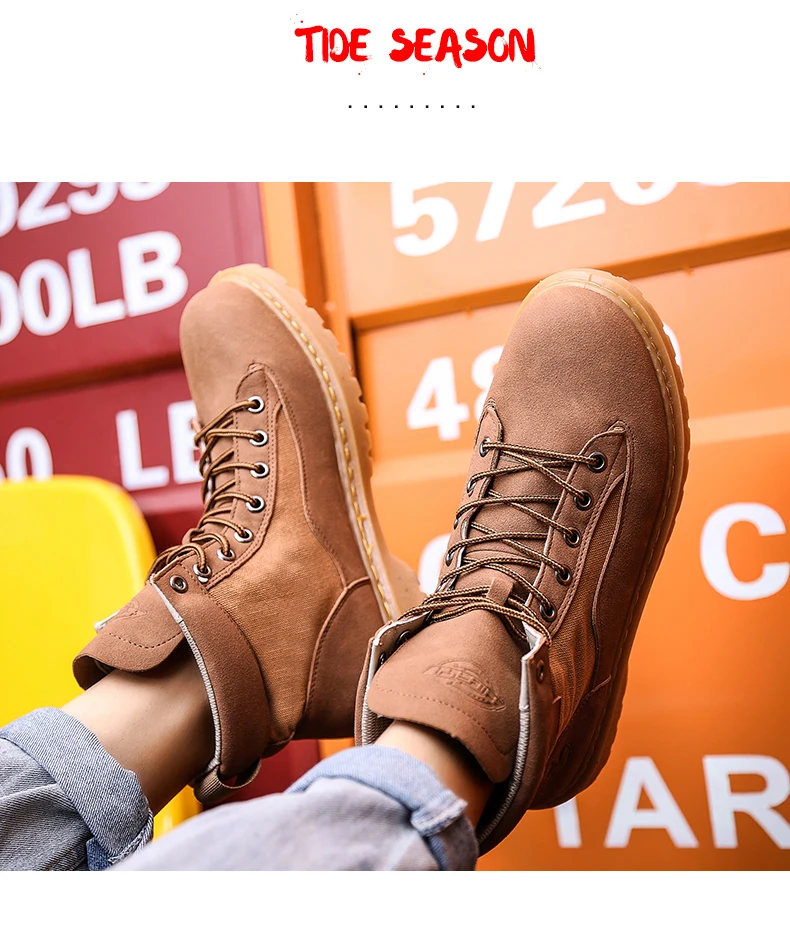 Men anti-slip breathable ankle boots waterproof high street fashion doc martens boots black grey brown lace up round-toe motorcycle boots soft comfortable work shoes safety (21)