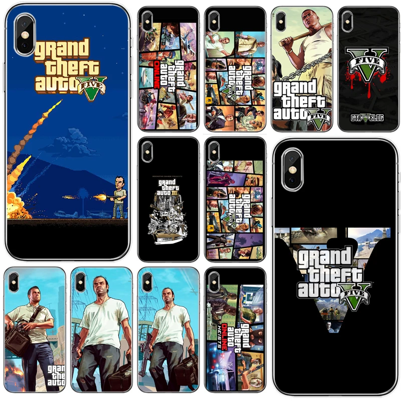 Grand Theft Auto GTA V Cover Soft Silicone TPU Phone Case For iPhone 5 5S SE 6 6plus 7 8 plus X XS XR Max 11 Pro | Мобильные