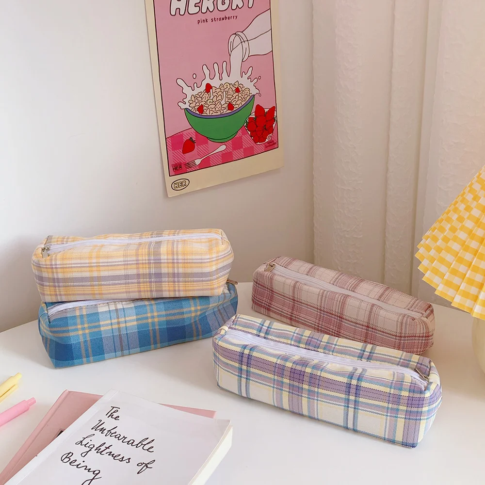 Sweet And Lovely Plaid Pattern Pencil Case Kawaii Pencil Bag Funny Pencilcase Cartoon Students School Supplies Cute Stationery Sweet And Lovely Plaid Pattern Pencil Case Kawaii Pencil Bag Funny Pencilcase Cartoon Students School Supplies Cute Stationery