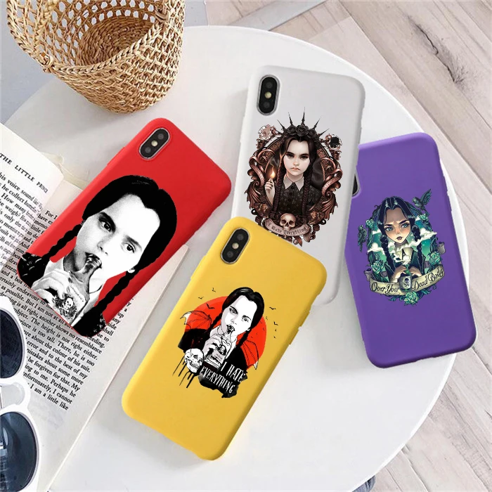 

Wednesday Addams Family Colored soft silicone phone case For iphone 6/6s, 6Plus/6SPlus, 7 / 8 , 7Plus/8Plus, X , XS , XR , XSMax