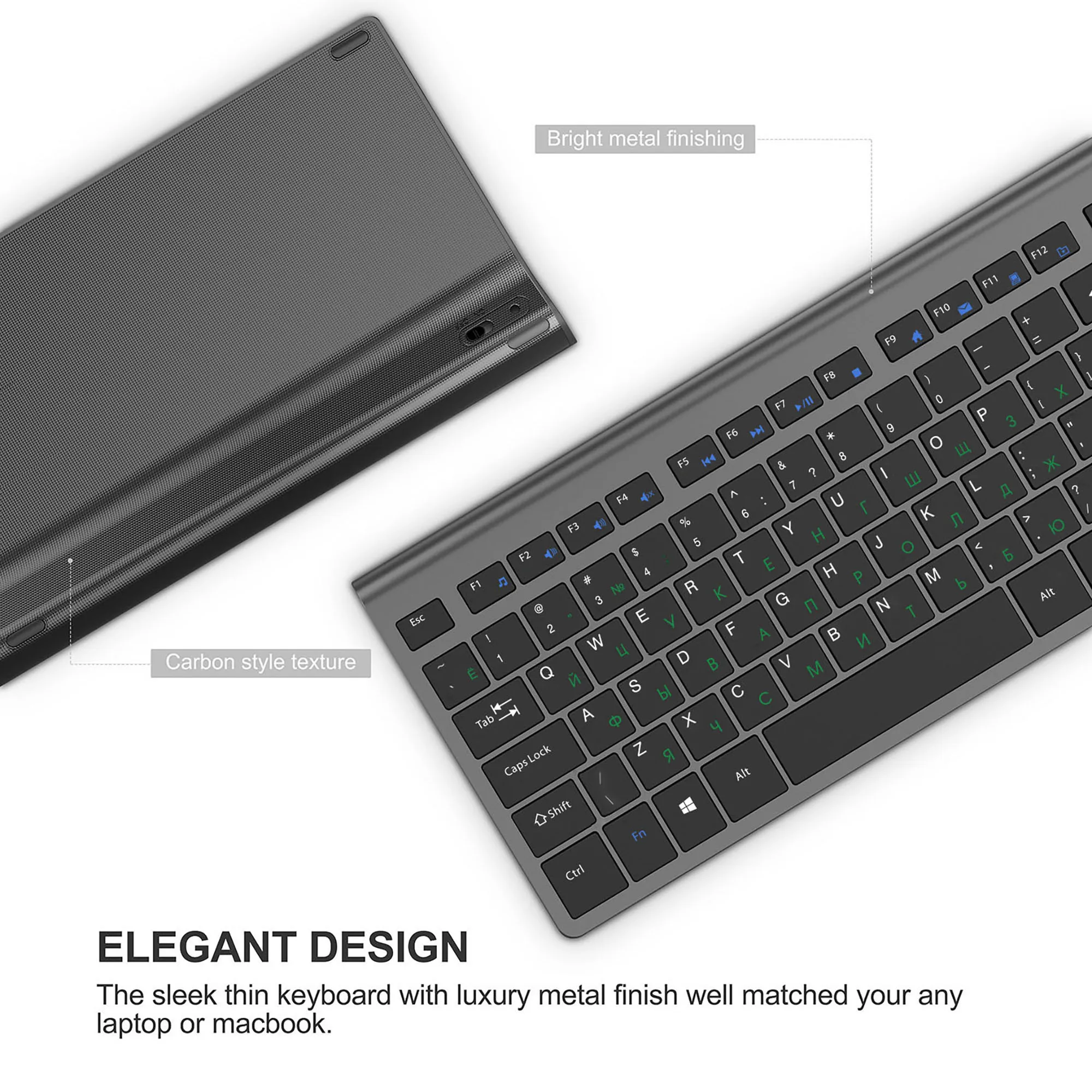 Mouse e Teclado sem Fio Bateria Recarregável Conexão Estável 2.4 Gigahz Tamanho Integral Layout Russo Preto Cinza Prata Branco - Imagem 2