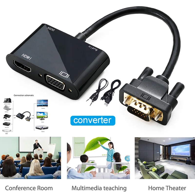Горячая Мощность конвертер для ТВ проектор дисплеи с VGA HDMI порт разрешение 1080P BUS66