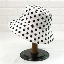 Женская, мужская, парная, в крупный горошек, с принтом, Панама, с широкими полями, защита от солнца, для улицы, плоский верх, упаковываемая, хлопковая, рыбацкая Кепка