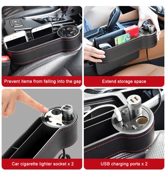 

100% Brand New 80W Multifunctional Dual USB Charger Car Seat Clearance Storage Box Drink Holder 10A Fuse For Safe Using