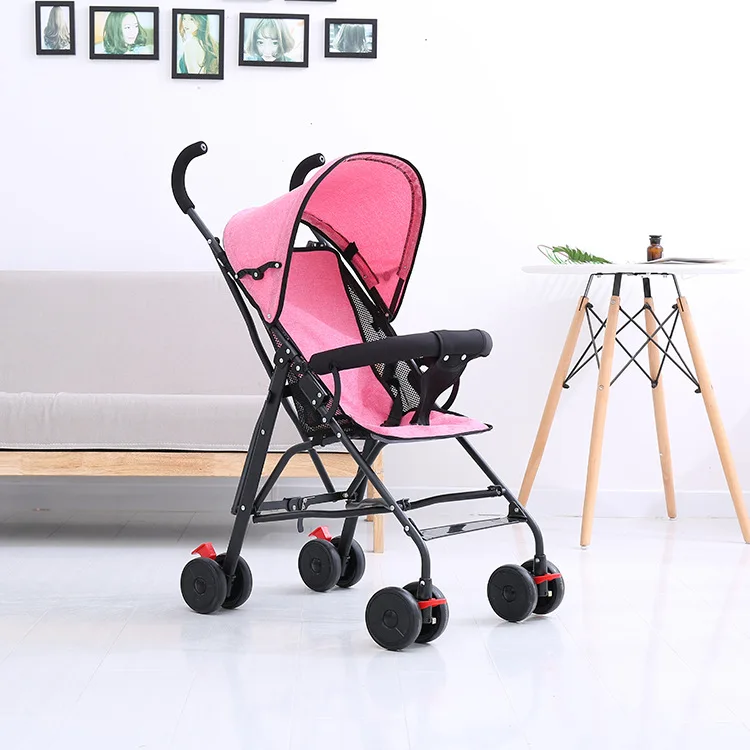 Светильник для детской коляски с зонтиком, складная переносная коляска, многофункциональная детская коляска - Цвет: Pink
