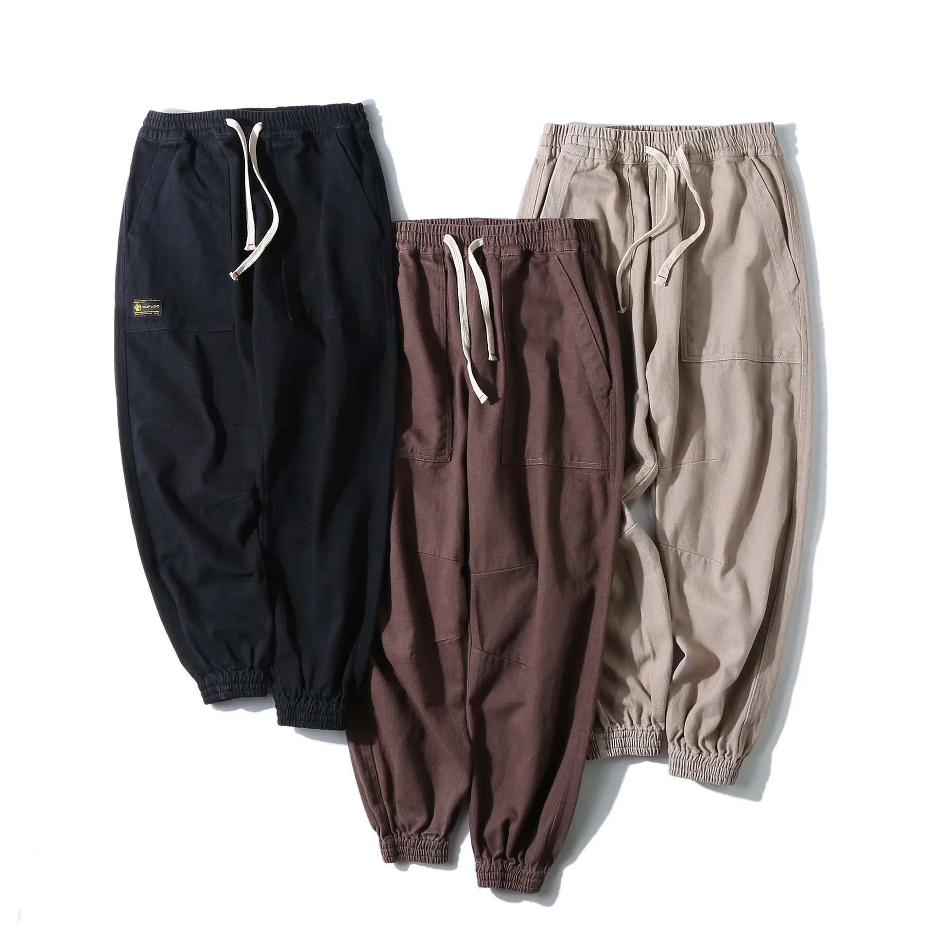 

City Where the Product 2019 Autumn New Style Three-Color Casual Thick Brushed Casual Ankle Banded Pants Lace-up Capri Pants