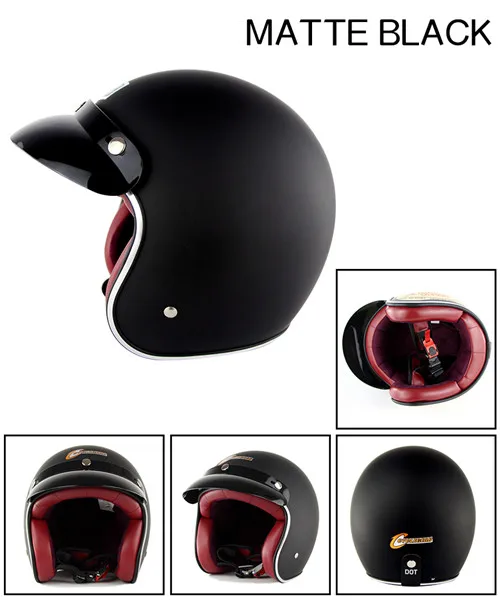 Soman бренд Велоспорт мотокросса Casco Ретро шлем с открытым лицом Чоппер мотоциклетный удобный шлем Capacetes ударопрочность - Цвет: Matte Black