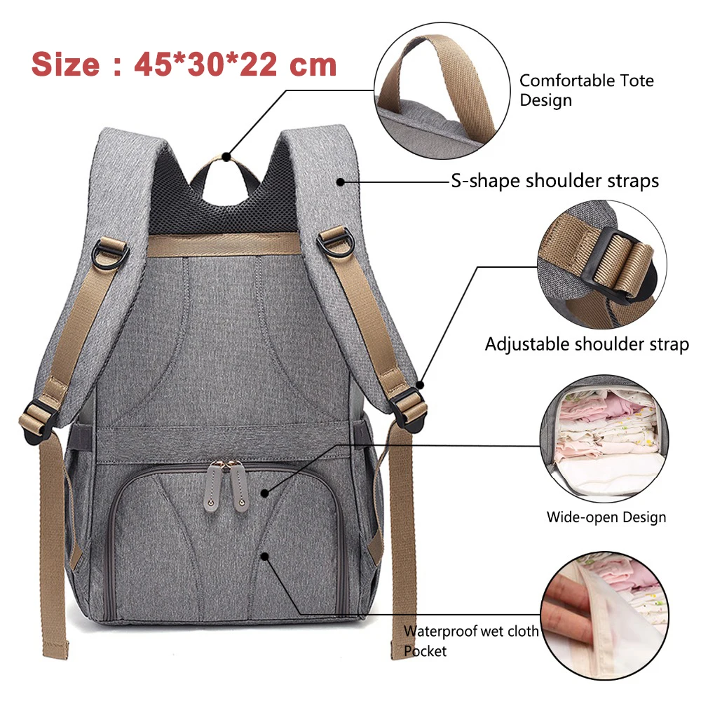 Водонепроницаемый рюкзак для мам с USB портом|Сумки подгузников| |