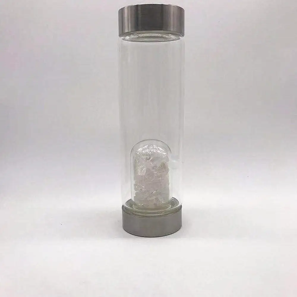 White crystal Натуральная Колонка кристаллическая энергия здоровья напиток стеклянная бутылка кристалл точка натуральный Исцеление драгоценный камень кварц портативная чашка Питьевая чашка - Цвет: White crystal
