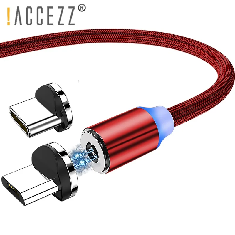 ! Магнитный зарядный кабель ACCEZZ 3 в 1 со светодиодной подсветкой 8 Pin Micro USB Type C для