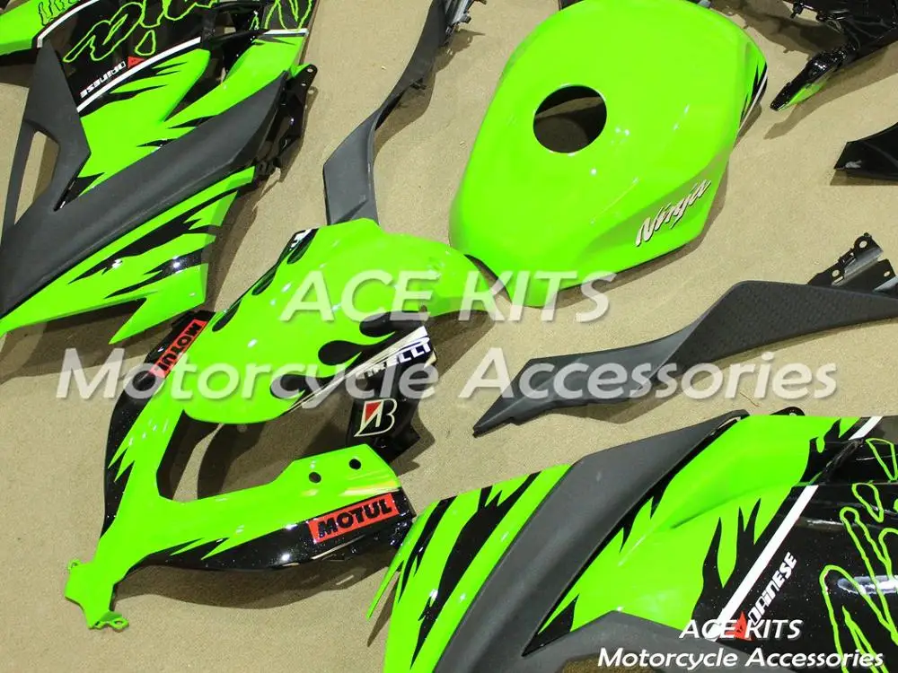 Мотоциклетный обтекатель abs для Kawasaki Ninja300 2013- впрыска Bodywor удивительные цвета: зеленый, черный+ майка ACE № 818