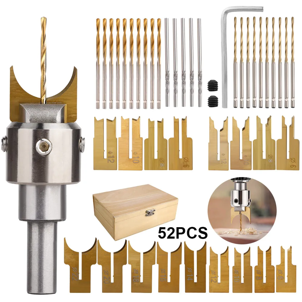 

52Pcs Premium Beads Drill Bit Carbide Ball Blade Woodworking Milling Cutter Molding Tool Beads Router Bit Drills Bit Set