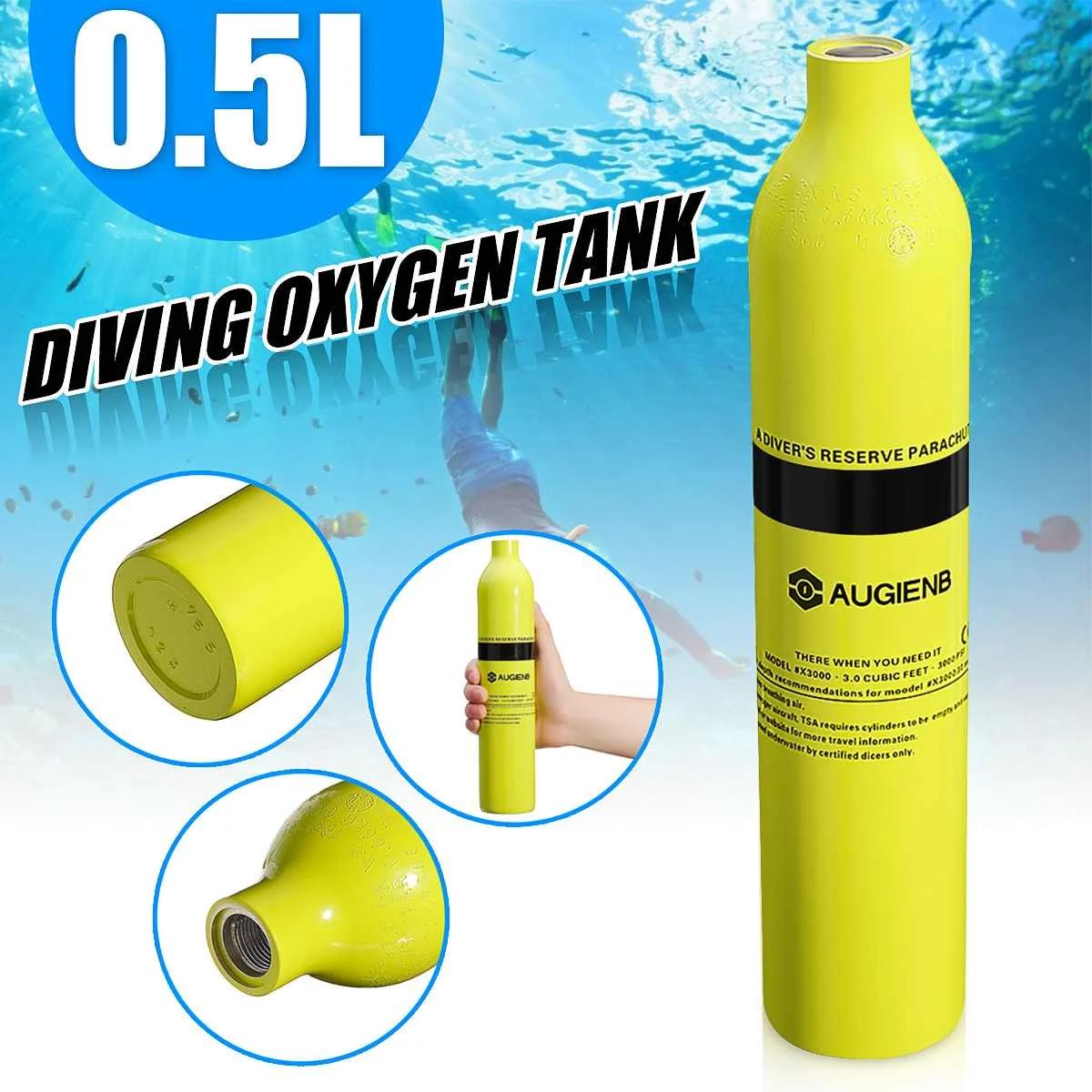 Bomba de ar para Mergulho Cilindro de Mergulho Tanque de Oxigênio Equipamento de Mergulho Augienb Mini Respirador 0.5l – 1l