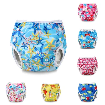 

2020 Infant Children Leakproof Swimming Nappies Newborn Baby High Waist Swimming Trunks Baby Cartoon Printed Swim Diapers