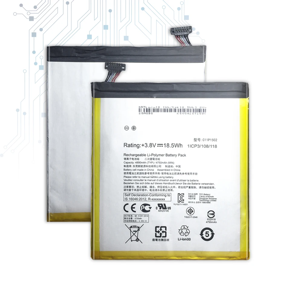 Для ASUS ZenPad 10 Z300C Z300CL Z300CG 4890 мА/ч, C11P1502 запасная батарея для мобильного телефона полимерный литий-ионный аккумулятор Батарея