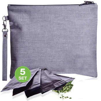 

600D Waterproof Polyester Smell-Proof Bag High Density Activated Carbon Odor Proof Bag Storage Bag With 5 Sealed Bags