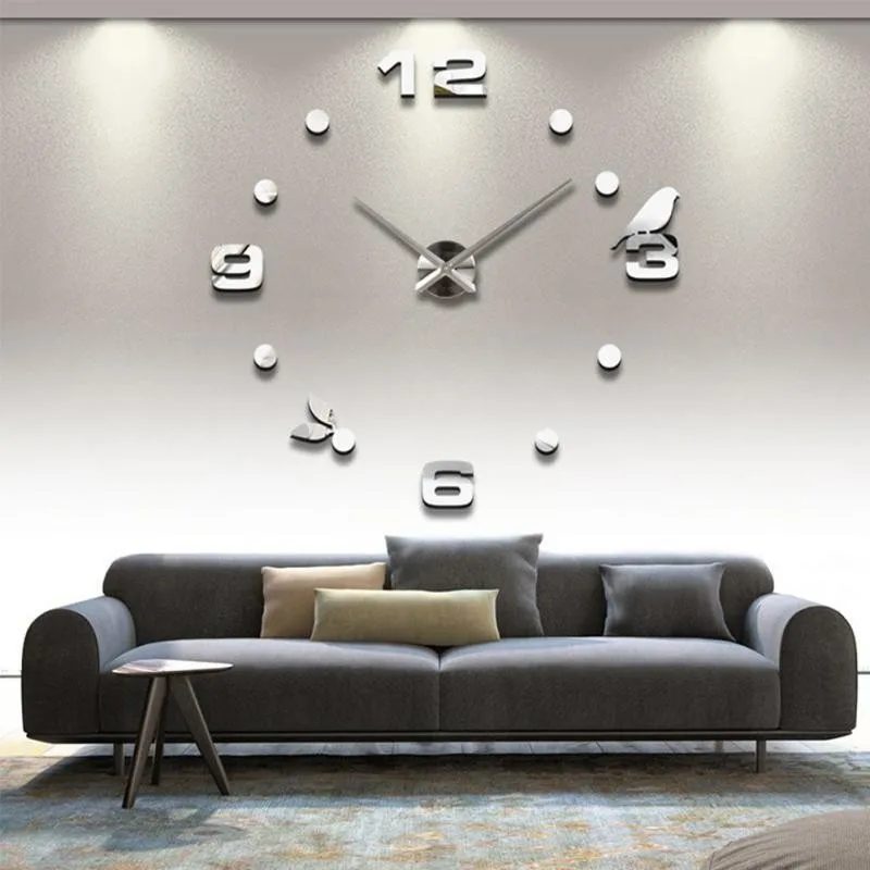 

Digital Clock 3D Three-Dimensional Acrylic Wall Stickers Background Wall Removable Green Home Decoration Mirror Stickers