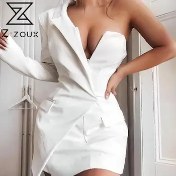 

Z-zoux Women Blazer Irregular Off Shoulder Sexy Women Blazers Jackets Asymmetry Vintage Black White Long Women Blazers 2020 New