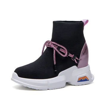 

LORFRCIN Women Shoes Slip On White Sneakers For Women High Heel Shoes Woman Breathe Women Casual Shoes Height Increasing 8cm