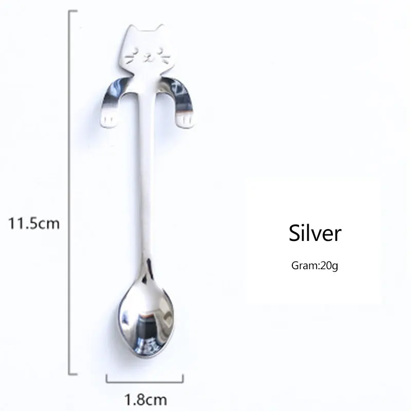 

1Pc Cat Shape Cute Stainless Steel Highquality Coffee Soup Mini Long Handle Spoon Kitchen AccessoriesNew Qgnv