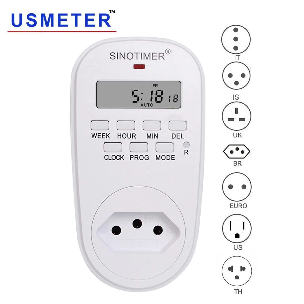 220 V 110 AC BR EU UK US IL IT Plug цифровой Еженедельный Программируемый Электрический