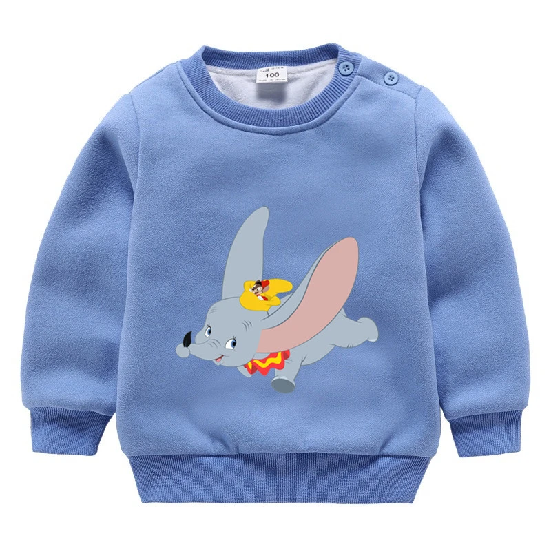 wholesale movie Dumbo winter Plus velvet Sweatshirt Boys Girls Funny lovely color Kid O-Neck Tops Children Cartoon Baby - Цвет: as picture