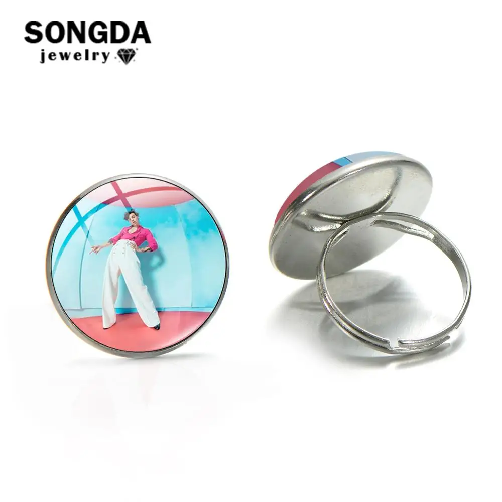 

SONGDA 2020 New Fashion Harry Styles Art Photo Ring Fine Line Love On Tour Series Silver Bronze Color Adjustable Rings for Women