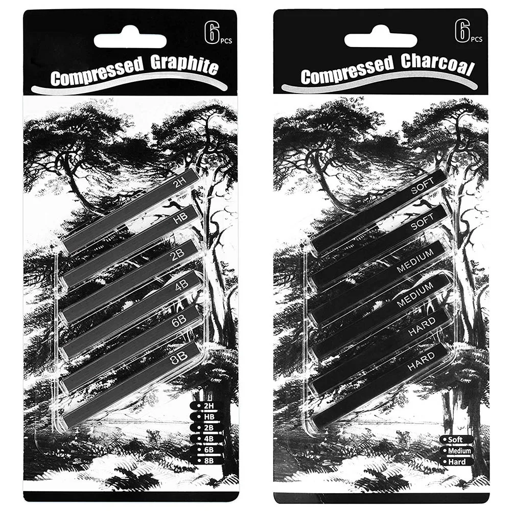 

MyLifeUNIT Compressed Charcoal Sticks, Square Compressed Graphite Drawing Pencils for Artists, Pack of 12