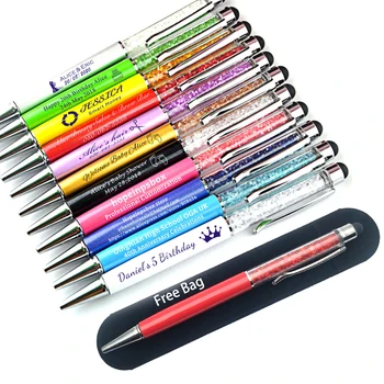 

10pcs 2 in1 Metal Roller Ballpoint Pen Crystal Diamond Screen Capacitive Touch Stylus For Universal Capacitive iPad 1 2 3 Tablet