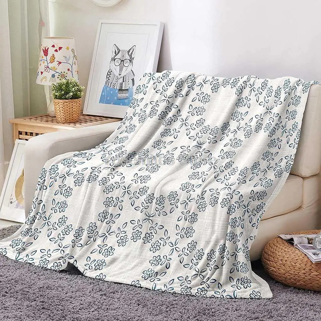 

Rustic Daisy Blanket,All Season Lightweight Plush and Warm Home Cozy Portable Fuzzy Throw Blankets for Couch Bed Sofa,French Blu