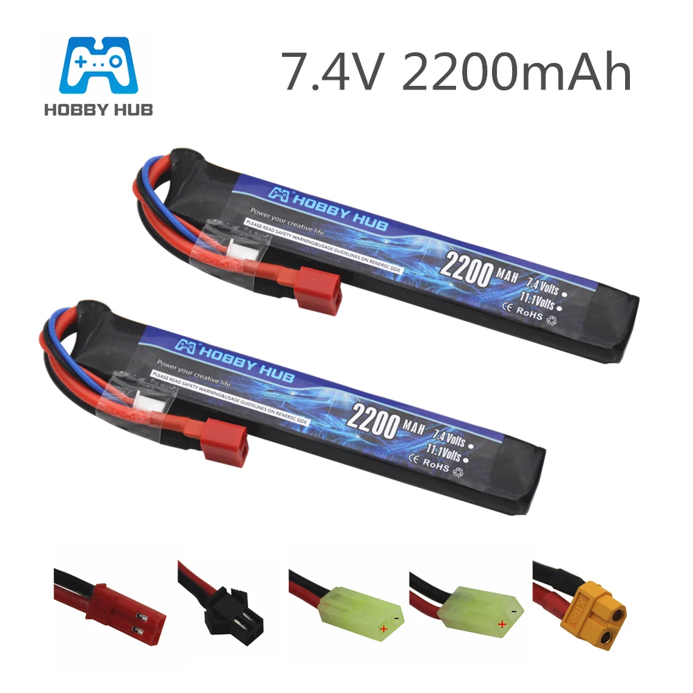 

2шт Hobby Hub Power RC Lipo battery 7,4 V 2200MAH 30C 2S AKKU Mini Airsoft Gun Battery RC model 30C