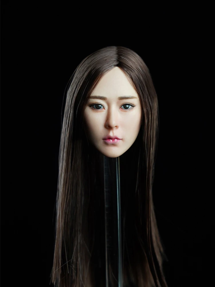

SDH014 1/6 Scale Female Head Carving Black Hair Asian Beuty Head Sculpture For 12" Action Figure Body