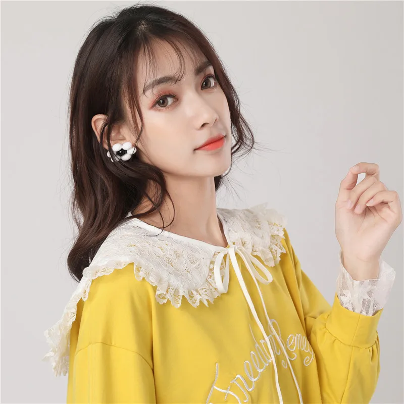 

New Women Detachable Big Fake Collar Shirt White Big Lapel Fake False Collars Woman Removable Lady Detachable Collar Faux Col