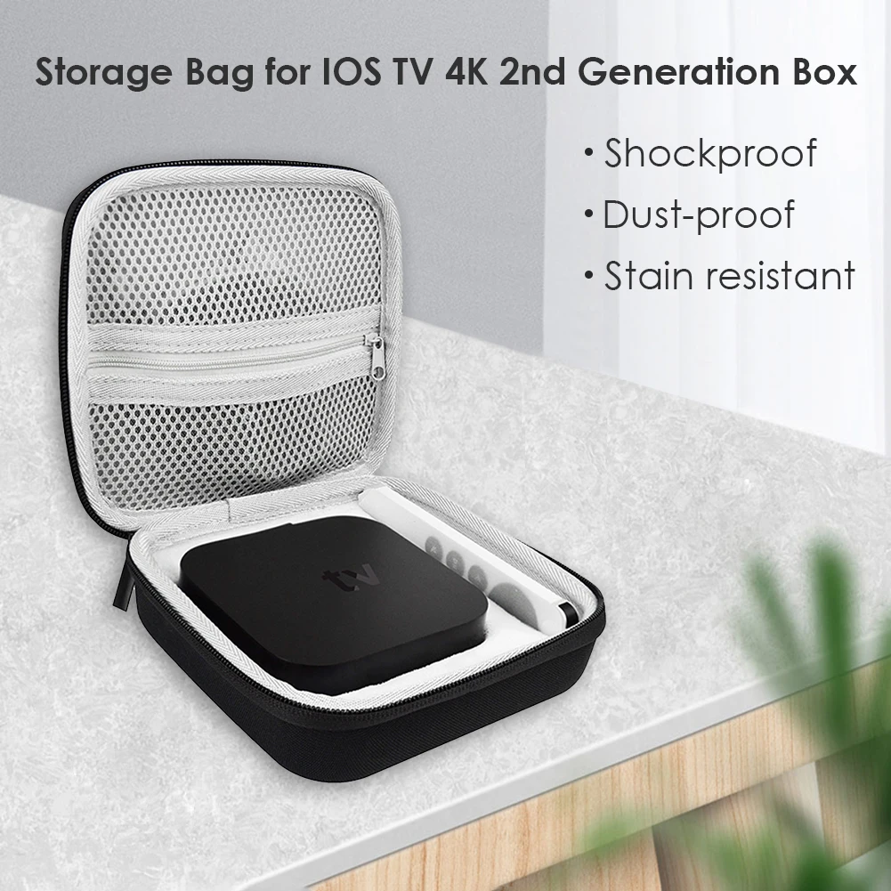 Storage Package Black Travel Carry Case Portable Hard Carrying Case Apple TV 6th Generation Box Remote Accessories HDD Storage Bag