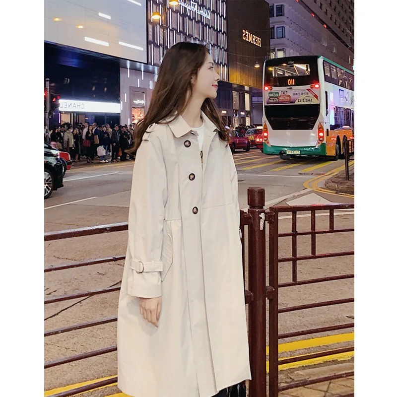 Short-height Trench Coat Women's Mid-length Spring And Autumn New Style Korean-style Popular Loose-Fit Students Casual Brit