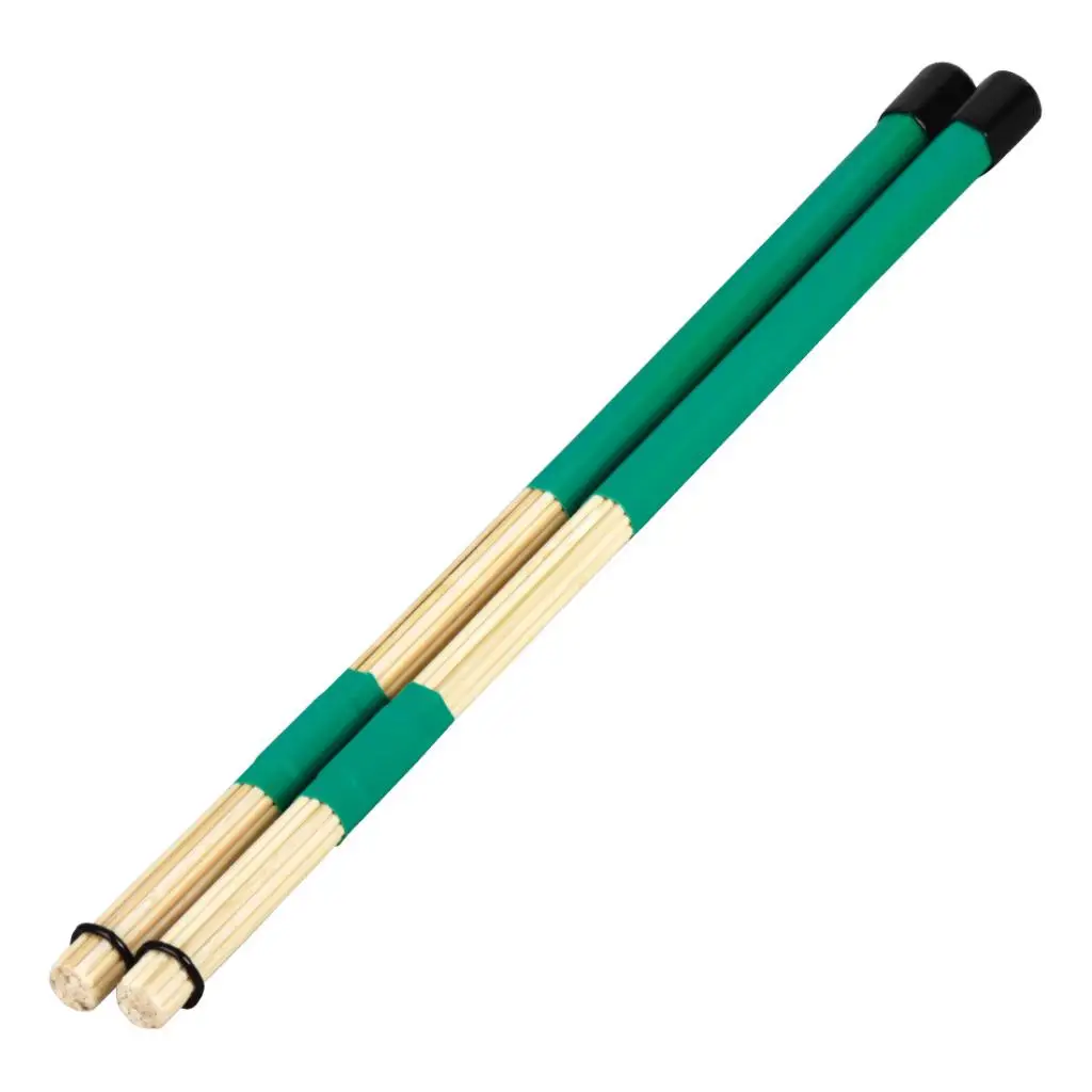 1 Pair Music Band Drum Sticks Bamboo Wood Drum Stick Mallet w/ Rubber Handle