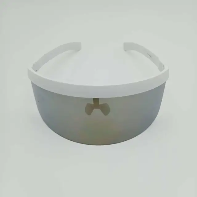 SO&EI Oversized Anti-Peeping One Piece Rimless Sunglasses Men Fashion Outdoor Sports Windproof Goggles Women UV Mask Sun Glasses White golden