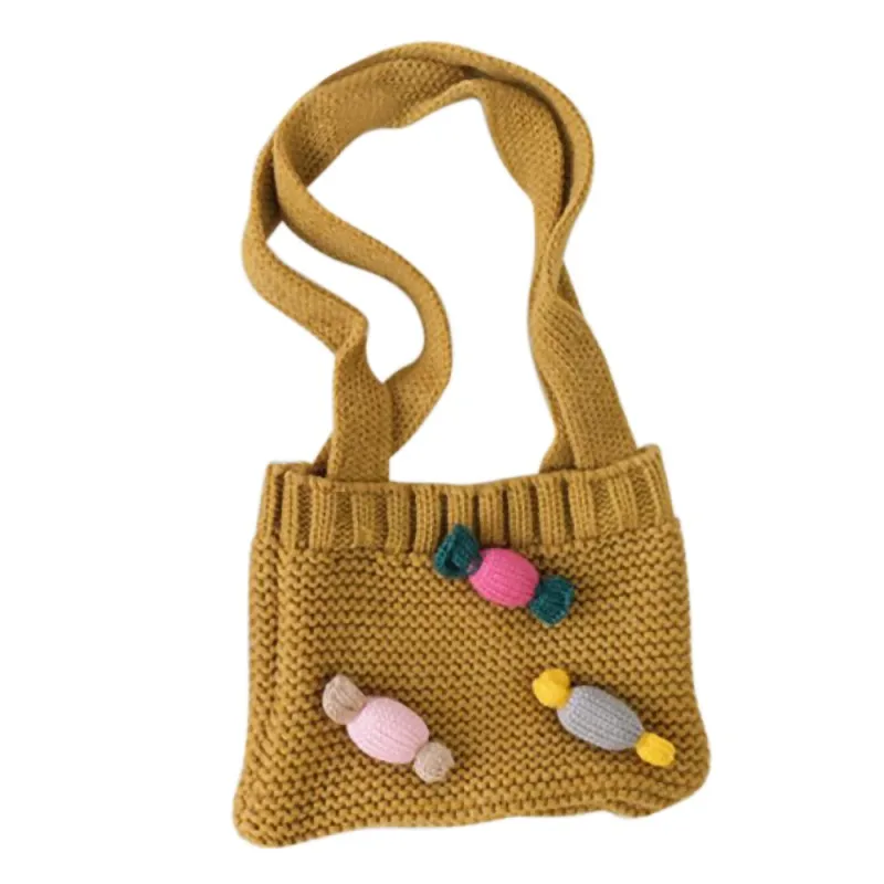 Детская сумка; модная милая мягкая сумка яркого дизайна; вязаная сумка через плечо; сумки-мессенджеры для девочек