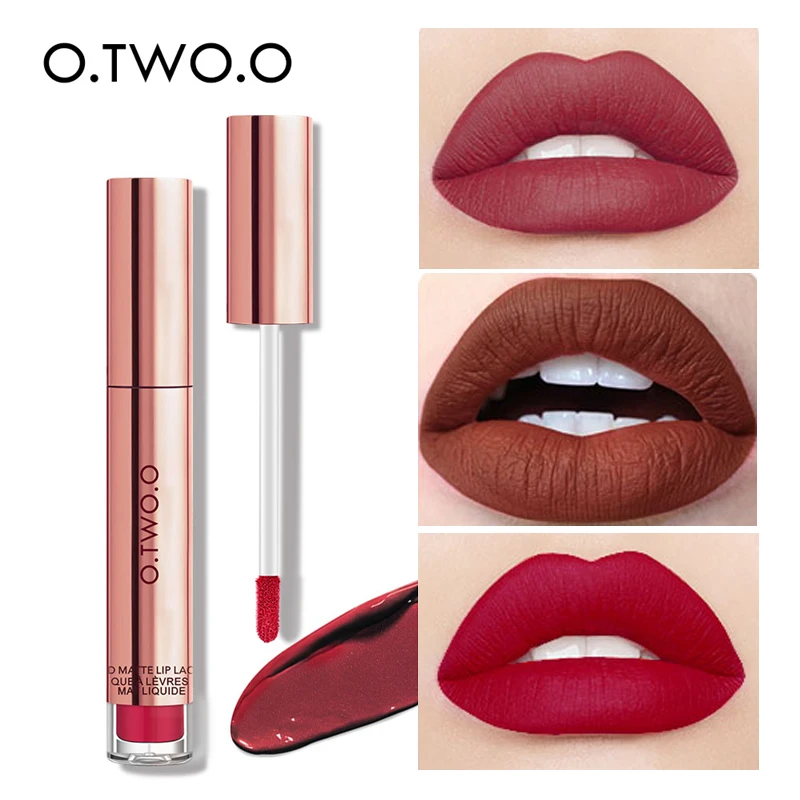 

O.TWO.O Matte Lipstick Liquid Waterproof Long Lasting Velvet Lip Gloss Makeup Smooth Pigment Lip Tint Red Lips Cosmetics
