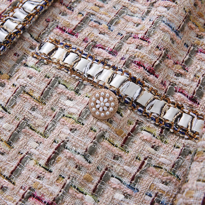 Осень Зима Женское корейское свободное винтажное твидовое пальто с v-образным вырезом однобортное знаменитое клетчатое вязаное переплетенное пальто y424
